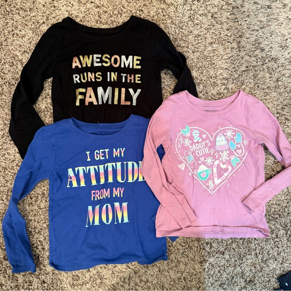 The Children's Place Black, Blue, and Pink Graphic Long Sleeve Tees